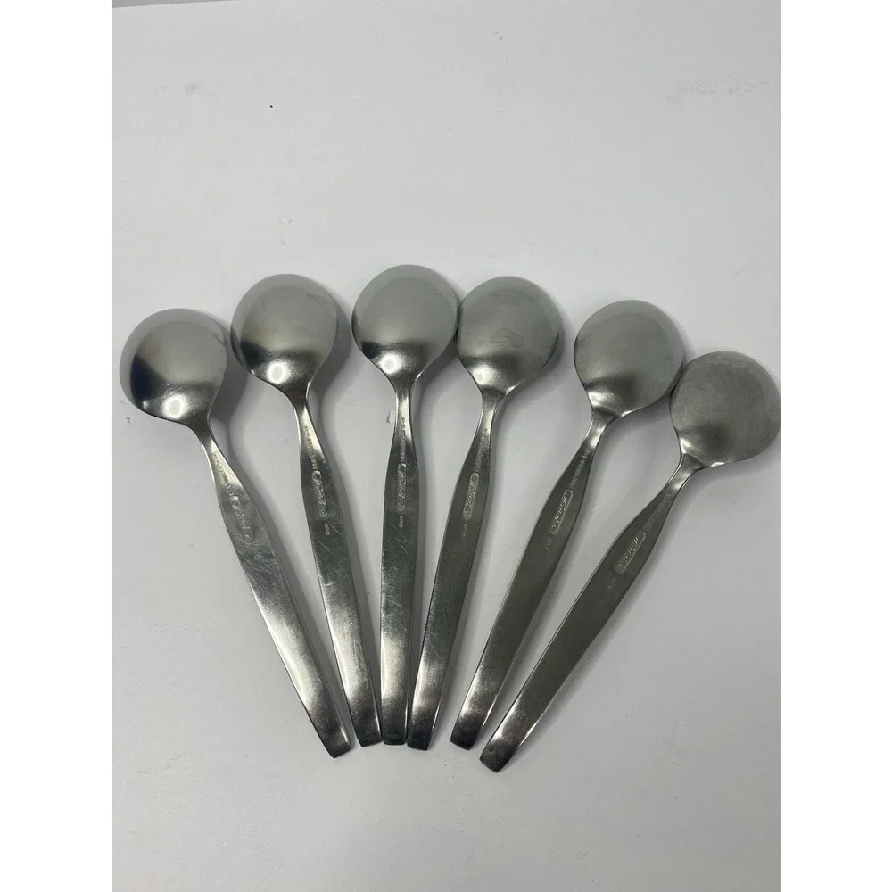 Noritake Fantasy Oval Soup Spoons Stainless Flatware 7